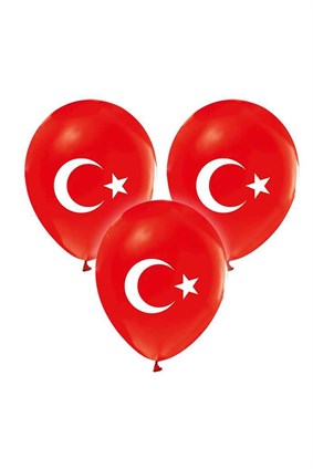 Baskılı ve Düz Balon Türk Bayraklı Balon 100'lü