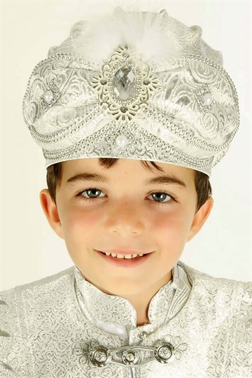 Şehzade Şapkaları Tuğrul Beyaz Şehzade Sünnet Şapkası
